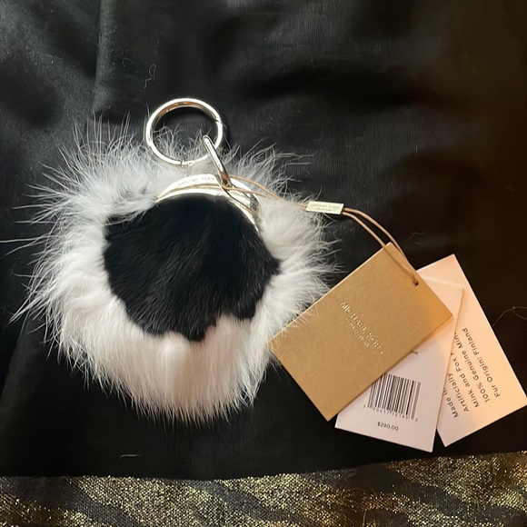Michael Kors Collection Black/Optic White Mink/Fox FurBag Charm.NWT🔺FIRM🔺